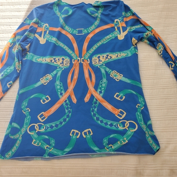 J. McLaughlin Women's Riley Equestrian Raw Edge 3/4 Sleeve Top In Size M - Picture 3 of 9